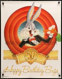 5g318 HAPPY BIRTHDAY, BUGS: 50 LOONEY YEARS 22x28 commercial poster 1990 classic Mel Blanc cartoon!
