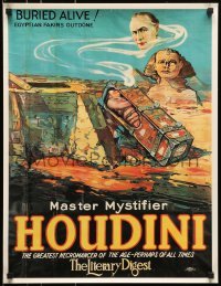 5g324 HARRY HOUDINI 2-sided 21x28 commercial poster 1980s buried alive, greatest necromancer of all!