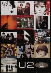 5g413 U2 27x39 English commercial poster 2001 Bono, The Edge, cool montage of album covers!