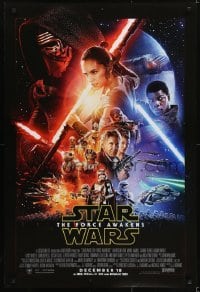 5g671 FORCE AWAKENS int'l advance DS 1sh 2015 Star Wars: Episode VII, Ford, Fisher, cool montage!