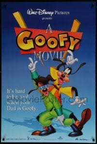 5g691 GOOFY MOVIE DS 1sh 1995 Walt Disney, it's hard to be cool when your dad is Goofy, blue style!