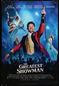 5g694 GREATEST SHOWMAN style B int'l advance DS 1sh 2017 the impossible comes true, Jackman as P.T. Barnum!