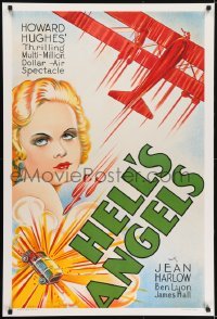 5g706 HELL'S ANGELS S2 recreation 1sh 2000 Howard Hughes WWI classic, art of sexy Jean Harlow!