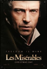 5g774 LES MISERABLES teaser 1sh 2012 Victor Hugo, huge close-up of Hugh Jackman as Jean Valjean!