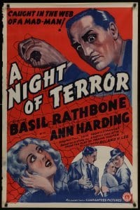 5g784 LOVE FROM A STRANGER 1sh R1942 Basil Rathbone, Agatha Christie, A Night of Terror!