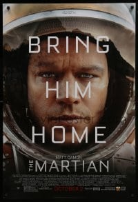 5g797 MARTIAN style B advance DS 1sh 2015 huge close-up of astronaut Matt Damon, bring him home!