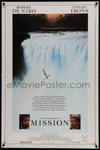 5g807 MISSION 1sh 1986 Robert De Niro, Jeremy Irons, cool waterfall artwork!