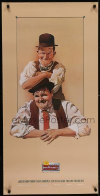 5g236 NOSTALGIA MERCHANT 20x40 video poster 1987 Nelson art of Stan Laurel & Oliver Hardy!