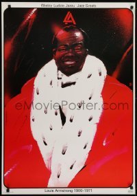 5g078 LOUIS ARMSTRONG: JAZZ GREATS commercial Polish 27x39 1980s Swierzy art of jazz great in fur!