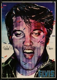 5g090 ELVIS PRESLEY commercial Polish 18x26 1983 cool close-up artwork of the King by Drzewinscy!