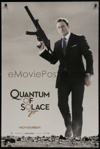 5g858 QUANTUM OF SOLACE teaser 1sh 2008 Daniel Craig as Bond with H&K submachine gun!