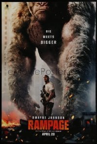 5g861 RAMPAGE teaser DS 1sh 2018 Dwayne Johnson with ape, big meets bigger, based on the video game!