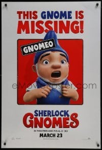 5g895 SHERLOCK GNOMES advance DS 1sh 2018 Blunt, Johnny Depp in the title role, Gnomeo is missing!