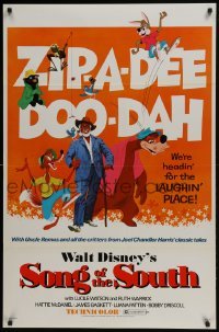 5g906 SONG OF THE SOUTH 1sh R1972 Walt Disney, Uncle Remus, Br'er Rabbit & Bear, zip-a-dee doo-dah!