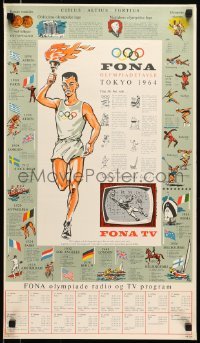 5g419 1964 SUMMER OLYMPICS 16x28 Danish special poster 1964 Summer Olympics, art of events!