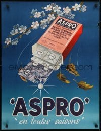 5g131 ASPRO 22x29 French advertising poster 1950s art of the product with leaves and flowers!