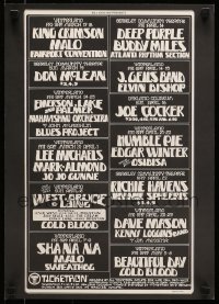 5g098 BILL GRAHAM 15x21 music poster 1972 Sha Na Na, Deep Purple, Joe Cocker and more!