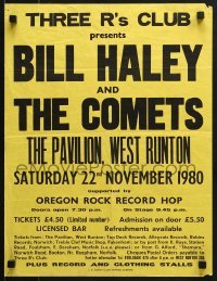 5g100 BILL HALEY & HIS COMETS 15x20 English music poster 1980 promoting concert for cancelled tour!