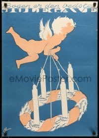 5g428 BOGEN ER DEN BEDSTE JULEGAVE 19x27 Danish special poster 1950s Preben Pein art of a cherub!