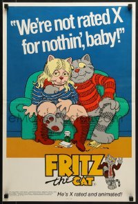 5g458 FRITZ THE CAT 18x27 special poster 1972 Ralph Bakshi sex cartoon, he's not x-rated for nothin'!