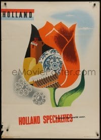 5g466 HOLLAND 30x42 Dutch special poster 1950s wonderful art of tulip with cigars and more!