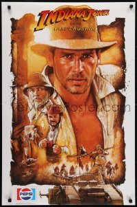 5g469 INDIANA JONES & THE LAST CRUSADE 23x35 special poster 1989 art of Ford, Connery and cast by Drew!
