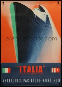 5g148 ITALIA SOCIETA DI NAVIGAZIONE 27x38 Italian advertising poster 1948 Giovanni Patrone art!