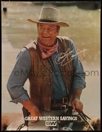 5g474 JOHN WAYNE 2-sided 17x22 special poster 1979 great c/u cowboy portrait + biography on back!