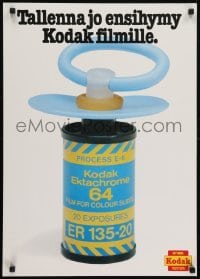 5g151 KODAK 20x28 Finnish advertising poster 1970s image of film canister as pacifier!