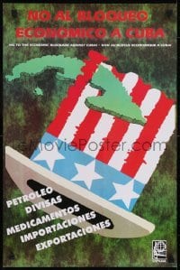 5g495 NO TO THE ECONOMIC BLOCKADE AGAINST CUBA 18x27 Cuban special poster 2000 embargo protest!