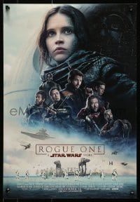 5g261 ROGUE ONE 2-sided mini poster 2016 A Star Wars Story, Jones, Death Star and battle!