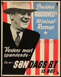 5g143 FRANKLIN D. ROOSEVELT 21x27 Danish advertising poster 1940s advertising his book idea!