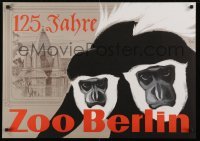 5g538 ZOO BERLIN 24x33 German special poster 1969 cool art of black-and-white colobus monkeys!