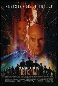 5g918 STAR TREK: FIRST CONTACT advance 1sh 1996 Jonathan Frakes, Stewart, Spiner, sexy Borg Krige!