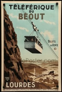 5g014 TELEFERIQUE DU BEOUT 16x24 French travel poster 1935 Duval, cable car in Lourdes, France!