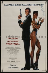 5g971 VIEW TO A KILL advance 1sh 1985 art of Roger Moore & Jones by Goozee over white background!