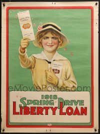 5g030 1918 SPRING DRIVE LIBERTY LOAN 21x28 WWI war poster 1918 art of woman holding bond by Craig!