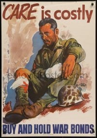5g035 CARE IS COSTLY 26x37 WWII war poster 1945 cool Adolph Treidler art of injured soldier!