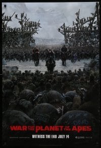 5g974 WAR FOR THE PLANET OF THE APES style C teaser DS 1sh 2017 Caesar and two large armies!