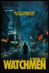 5g978 WATCHMEN int'l teaser DS 1sh 2009 Jackie Earle Haley as Rorschach, the city is afraid of me!