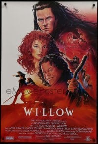 5g983 WILLOW 1sh 1988 Ron Howard directed, John Alvin art of Val Kilmer, Warwick Davis & Whalley!