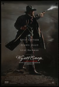 5g995 WYATT EARP 1sh 1994 cool image of Kevin Costner in the title role firing gun!