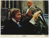 5h816 SLEUTH color 11x14 still #2 1972 c/u of Laurence Olivier pointing gun at Michael Caine in car!