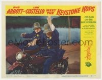 5h143 ABBOTT & COSTELLO MEET THE KEYSTONE KOPS LC #6 1955 Bud & Lou on motorcycle with sidecar!