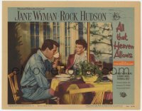 5h158 ALL THAT HEAVEN ALLOWS LC #3 1955 Rock Hudson & Jane Wyman at table, Douglas Sirk directed!