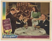5h183 BECAUSE OF HIM LC 1945 waitress Deanna Durbin takes Charles Laughton's order in restaurant!