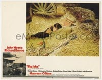 5h192 BIG JAKE LC #2 1971 close up of wounded John Wayne & son Ethan Wayne hiding in hay barn!