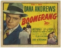 5h013 BOOMERANG TC 1947 super close up of Dana Andrews, Jane Wyatt, Elia Kazan film noir!