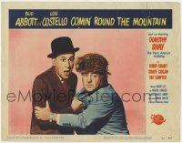 5h267 COMIN' ROUND THE MOUNTAIN LC #7 1951 c/u of Bud Abbott & Lou Costello in coonskin cap!