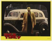 5h321 DICK TRACY LC 1990 great image of detective Warren Beatty standing by police car!